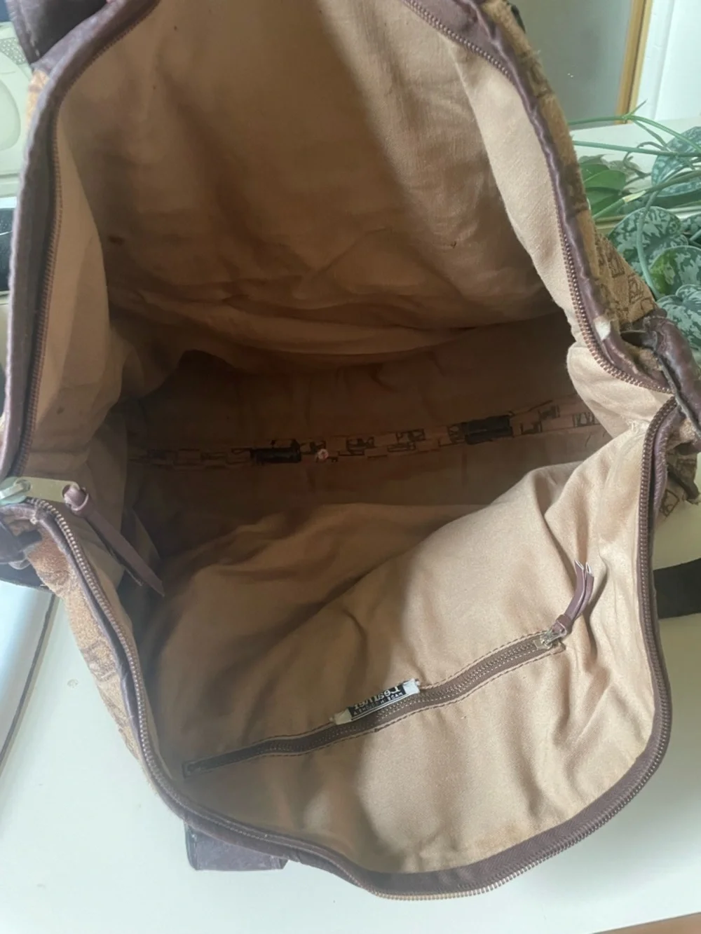 Vintage Suede Travel Weekender Bag - Brown Pattern